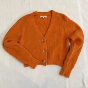 Burnt Orange Fuzzy Cropped Cardigan – Size Small